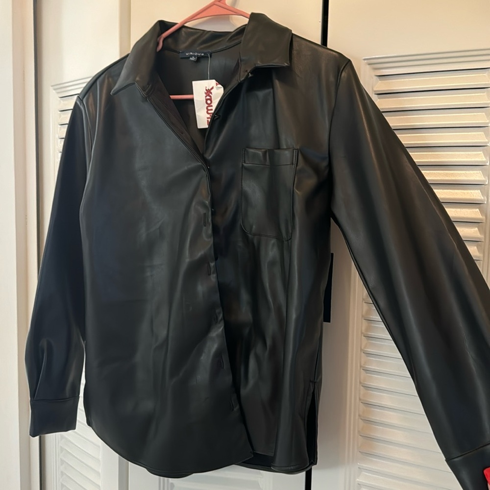 Leather Button Up Top